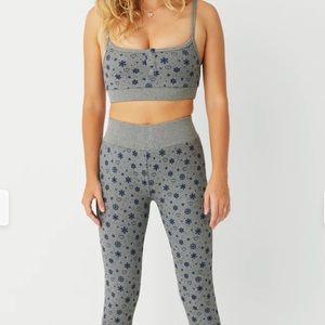 Frankie’s Bikini S Noelle Waffle Apres Ski Matching Set Bralette + Leggings Grey
